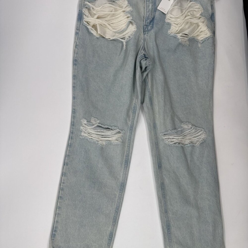 Good American Womens Acid Washed Jeans Size 15 Distressed Relaxed Soft 38x33 NEW - Picture 3 of 13